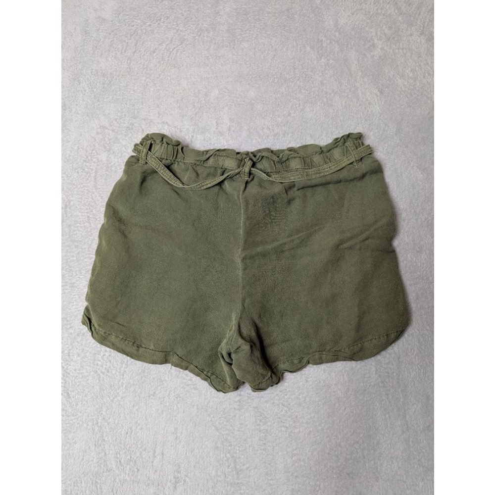 Lucky Brand Shorts Womens M Green Linen Blend High Waist Paperbag Waist Belt - Picture 2 of 9